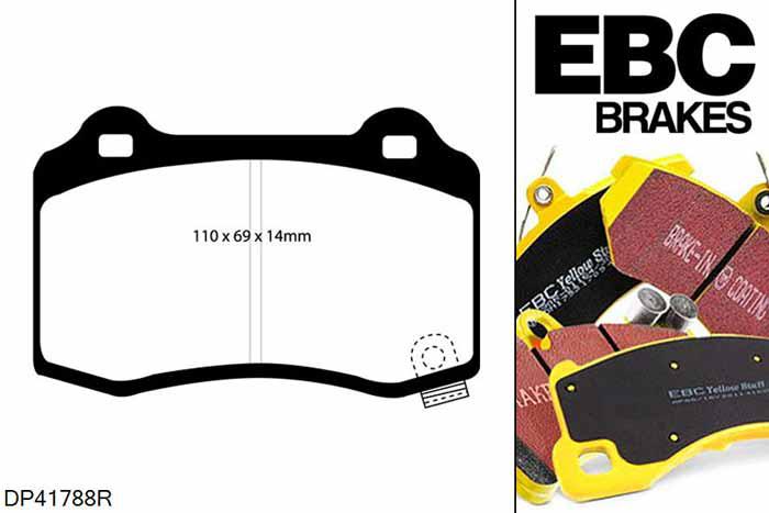 DP41788R, Chrysler 300C, 6.1 300C, EBC Yellowstuff remblokken set achteras Voor modellen met Brembo remklauwen aan de achteras, Voor modellen met remschijf diameter van 350mm aan de achteras