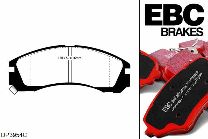 DP3954C, Citroen C-Crosser, 2.2 TD 2007-2012, EBC Redstuff remblokken set vooras, Voor modellen met Akebono remklauwen aan de vooras, Voor modellen met een remschijf diameter 294mm