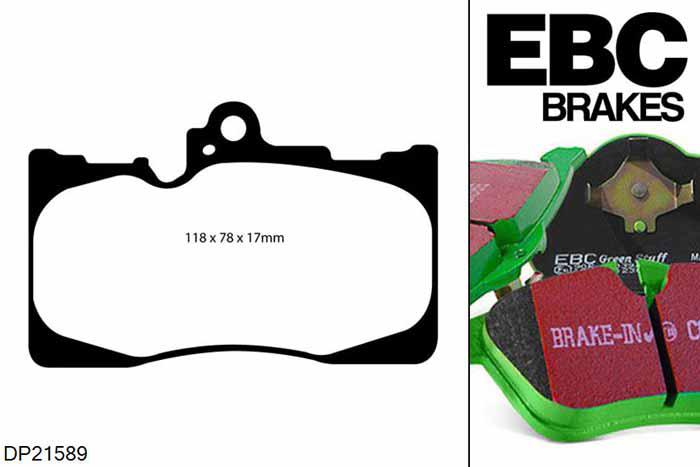 DP21589, Lexus GS300h, 2.5 hydrid 2013-, EBC Greenstuff remblokken set vooras, Voor modellen met een remschijf diameter 334mm