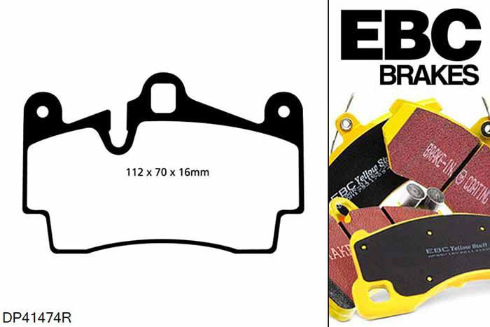 DP41474R, Porsche Cayenne, 4.5 Cayenne, EBC Yellowstuff remblokken set achteras Voor modellen met Brembo remklauwen aan de achteras, Voor modellen met remschijf diameter van 358mm aan de achteras