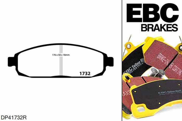 DP41732R, Jeep Commander, 3.0 TD 2006-2010, EBC Yellowstuff remblokken set vooras, Voor modellen met een remschijf diameter 327mm