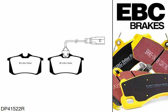 DP41522R, Audi S/RS RS4, 2.7 Twin Turbo 375 PK RS4, EBC Yellowstuff remblokken set achteras, Voor modellen met remschijf diameter van 312mm aan de achteras
