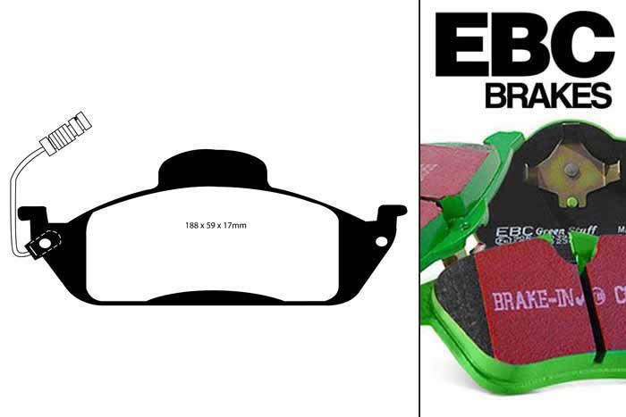 DP61232, Mercedes M-Class (W163), ML230 (2.3) 1998-1999, EBC Greenstuff remblokken set vooras, Voor modellen met een remschijf diameter 303mm