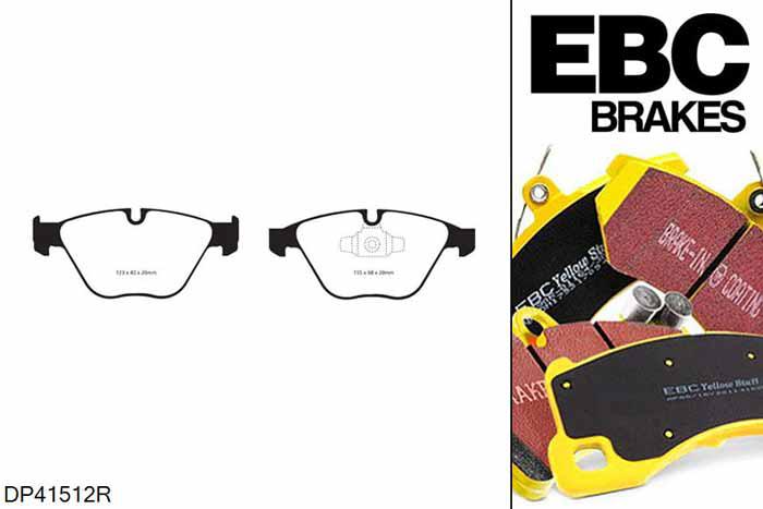 DP41512R, BMW 3 Series (E90) Sedan, 320 i (2.0) 2010-2012, EBC Yellowstuff remblokken set vooras, Voor modellen met ATE remklauwen aan de vooras, Voor modellen met een remschijf diameter 312mm