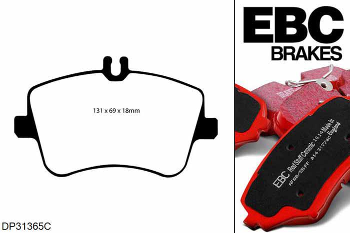 DP31365C, Mercedes C-Class Coupe (CL203), C230 K 2001-2008, EBC Redstuff remblokken set vooras, Voor modellen met Girling/TRW remklauwen aan de vooras, Voor modellen met een remschijf diameter 288mm