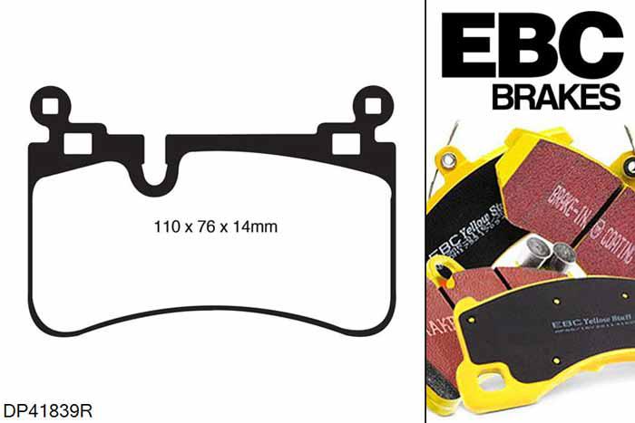 DP41839R, Mercedes C-Class (W204), C63 AMG C-Class (W204), EBC Yellowstuff remblokken set achteras, Voor modellen met remschijf diameter van 330mm aan de achteras