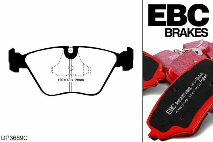 DP3689C, BMW 7 Series (E32), 730 L (3.0) 1987-1994, EBC Redstuff remblokken set vooras, Voor modellen met ATE remklauwen aan de vooras, Voor modellen met een remschijf diameter 302mm