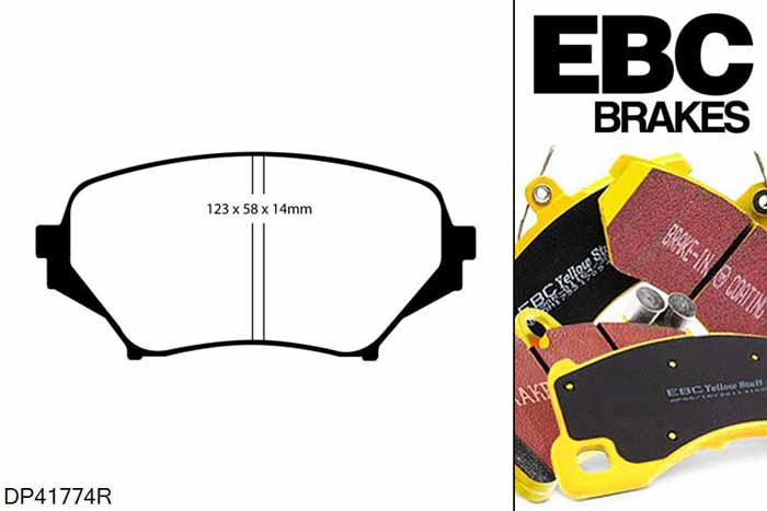 DP41774R, Mazda MX5 Mk3 (NC), 1.8 2005-2015, EBC Yellowstuff remblokken set vooras, Voor modellen met Advics remklauwen aan de vooras, Voor modellen met een remschijf diameter 290mm