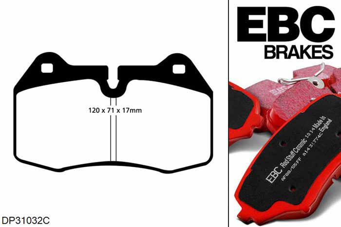 DP31032C, BMW 7 Series (E38), 730 (3.0) 1994-2002, EBC Redstuff remblokken set vooras, Voor modellen met Brembo remklauwen aan de vooras, Voor modellen met een remschijf diameter 316mm