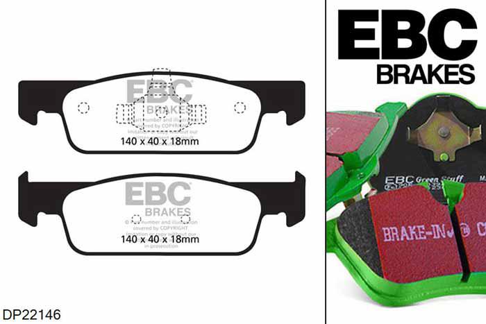 DP22146, Renault Twingo, 1.0 69 PK 2014-, EBC Greenstuff remblokken set vooras, Voor modellen met ATE remklauwen aan de vooras, Voor modellen met een remschijf diameter 258mm