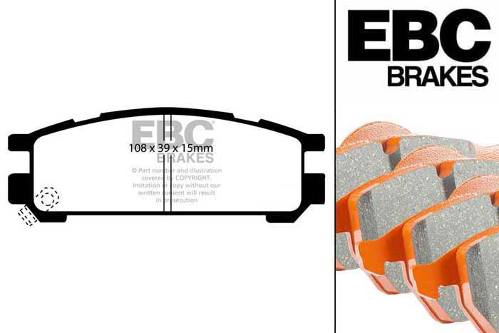 DP9821, Subaru Impreza, 1.6 2000-2002, EBC Orangestuff remblokken set achteras, Voor modellen met remschijf diameter van 266mm aan de achteras