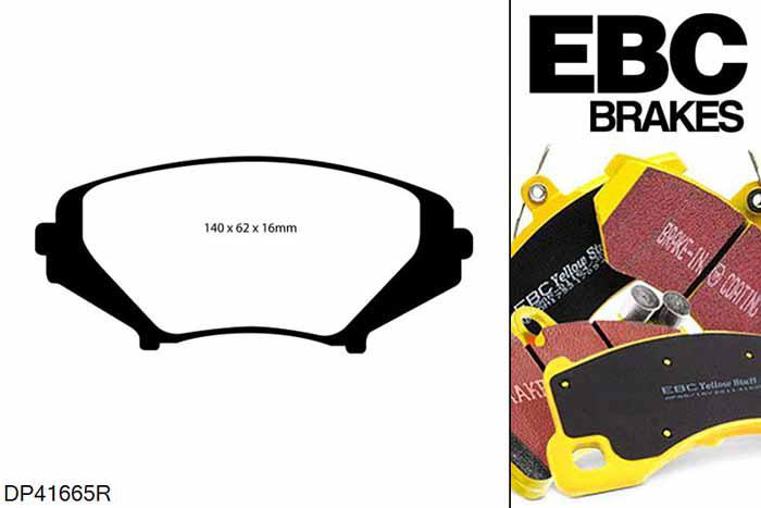 DP41665R, Mazda RX8, 1.3 (Rotary) (Japan) 2003-2012, EBC Yellowstuff remblokken set vooras, Voor modellen met Sumitomo remklauwen aan de vooras, Voor modellen met een remschijf diameter 303mm