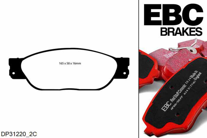 DP31220/2C, Jaguar S-Type, 3.0 (Sport Suspension) 235 PK 2002-2006, EBC Redstuff remblokken set vooras, Voor modellen met Girling/TRW remklauwen aan de vooras, Voor modellen met een remschijf diameter 320mm