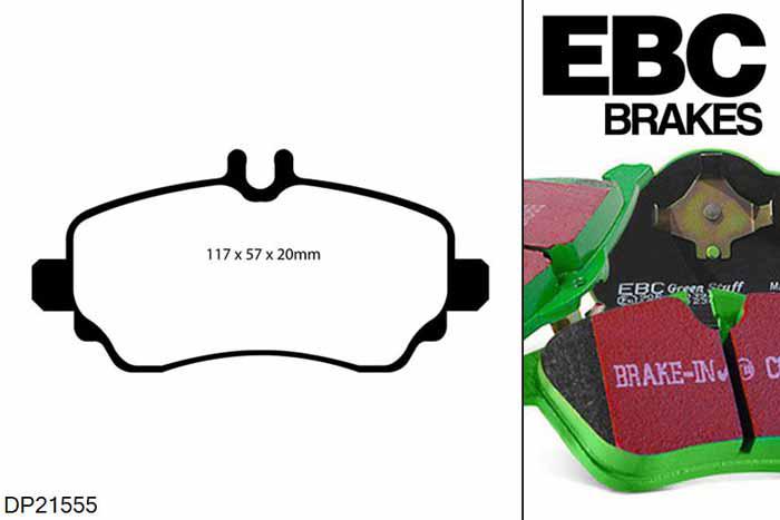 DP21555, Mercedes Vaneo, 1.7 D 2002-2006, EBC Greenstuff remblokken set vooras, Voor modellen met Girling/TRW remklauwen aan de vooras, Voor modellen met een remschijf diameter 270mm