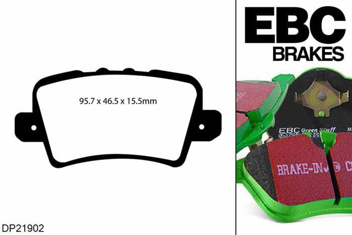 DP21902, Honda Civic (8th Gen), 1.8 (FK) 2006-2012, EBC Greenstuff remblokken set achteras, Voor modellen met TRW remklauwen aan de achteras, Voor modellen met remschijf diameter van 260mm aan de achteras