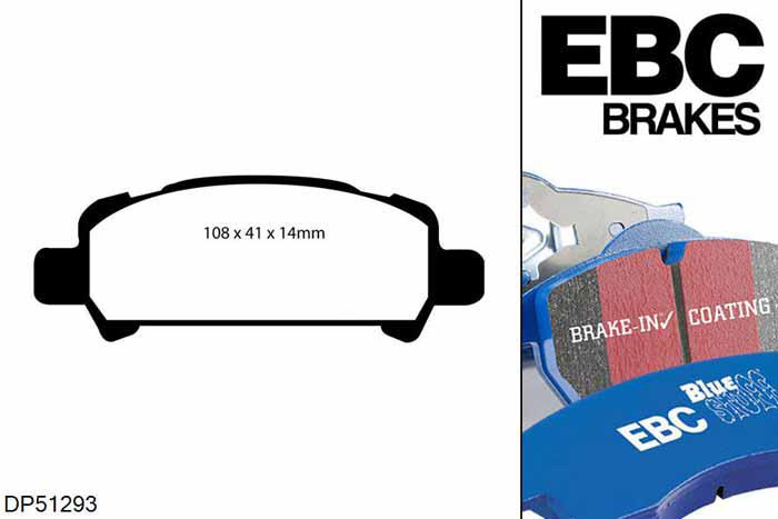 DP51293NDX, Subaru Impreza, 2.0 Sport 2000-2002, EBC Bluestuff remblokken set achteras, Voor modellen met remschijf diameter van 266mm aan de achteras