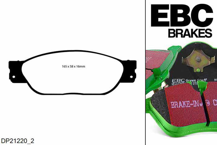 DP21220/2, Jaguar S-Type, 2.7 TD (Sport Suspension) 204 PK 2004-2006, EBC Greenstuff remblokken set vooras, Voor modellen met Girling/TRW remklauwen aan de vooras, Voor modellen met een remschijf diameter 320mm