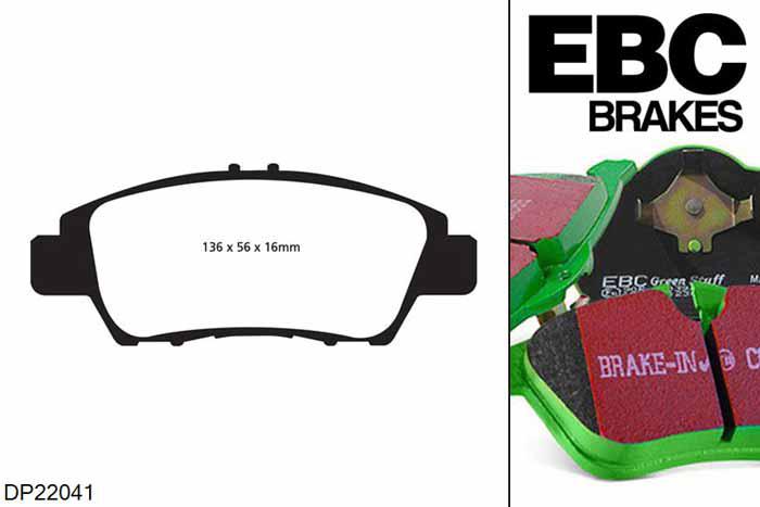 DP22041, Honda CR-Z, 1.5 hybrid 2010-, EBC Greenstuff remblokken set vooras, Voor modellen met een remschijf diameter 262mm