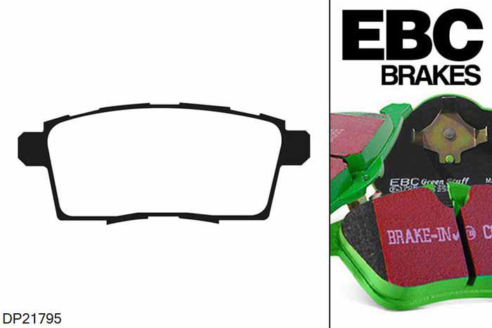 DP21795, Mazda CX-7, 2.2 TD 2009-2012, EBC Greenstuff remblokken set achteras, Voor modellen met remschijf diameter van 324mm aan de achteras