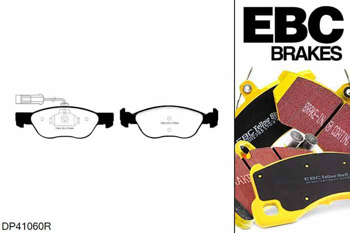 DP41060R, Fiat Barchetta, 1.8 1995-1999, EBC Yellowstuff remblokken set vooras, Voor modellen met ATE remklauwen aan de vooras, Voor modellen met een remschijf diameter 257mm