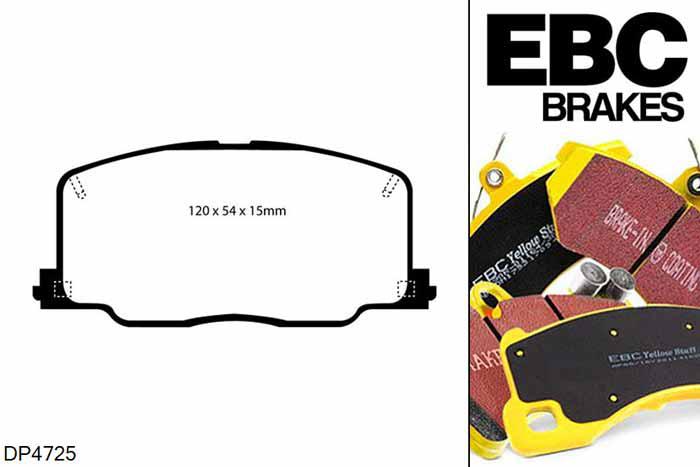 DP4725R, Toyota Celica, 2.0 GT (ST182) 1989-1993, EBC Yellowstuff remblokken set vooras, Voor modellen met Sumitomo remklauwen aan de vooras, Voor modellen met een remschijf diameter 255mm