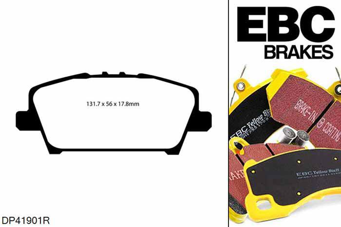 DP41901R, Honda Civic (8th Gen), 1.4 (FK) 2006-2012, EBC Yellowstuff remblokken set vooras, Voor modellen met TRW remklauwen aan de vooras, Voor modellen met een remschijf diameter 282mm