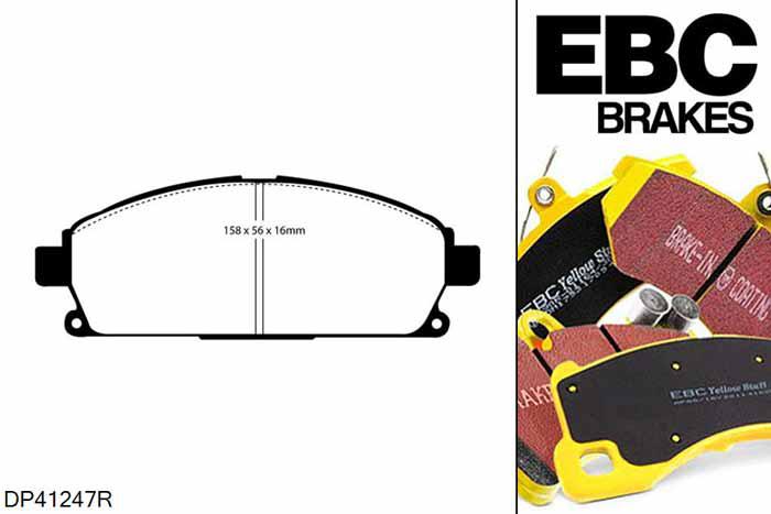 DP41247R, Nissan X-Trail, 2.5 2002-2007, EBC Yellowstuff remblokken set vooras, Voor modellen met een remschijf diameter 280mm
