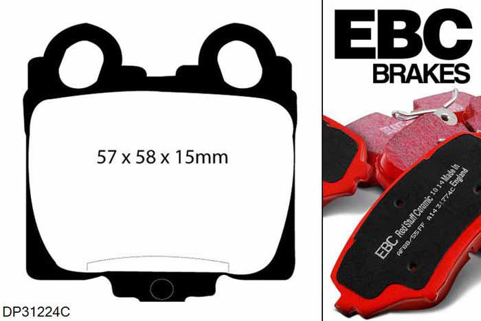 DP31224C, Lexus SC430, 4.3 2001-2010, EBC Redstuff remblokken set achteras, Voor modellen met remschijf diameter van 308mm aan de achteras