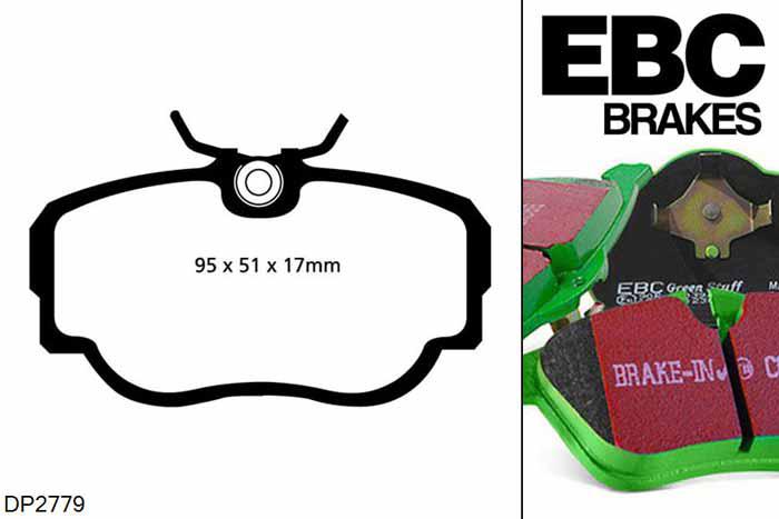 DP2779, BMW 3 Series (E30), 324 (2.4 D) (ABS) 1985-1991, EBC Greenstuff remblokken set vooras, Voor modellen met Girling/TRW remklauwen aan de vooras, Voor modellen met een remschijf diameter 260mm