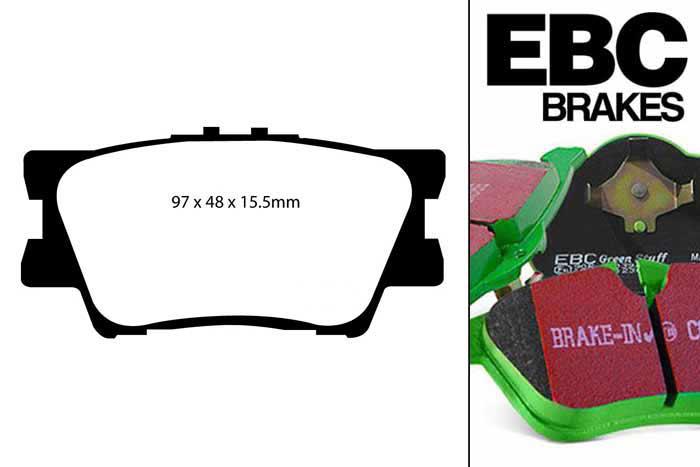 DP61793, Toyota Rav 4, 2.0 2006-2013, EBC Greenstuff remblokken set achteras, Voor modellen met ATE remklauwen aan de achteras, Voor modellen met remschijf diameter van 281mm aan de achteras