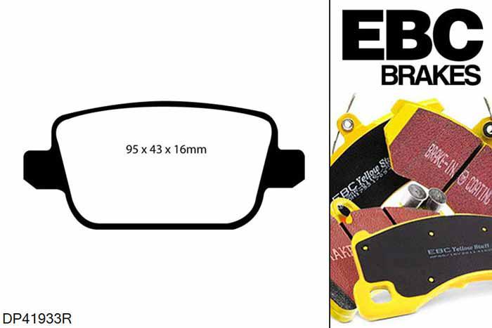 DP41933R, Ford Galaxy Mk2, 2.3 Galaxy Mk2, EBC Yellowstuff remblokken set achteras Voor modellen met TRW remklauwen aan de achteras, Voor modellen met remschijf diameter van 302mm aan de achteras