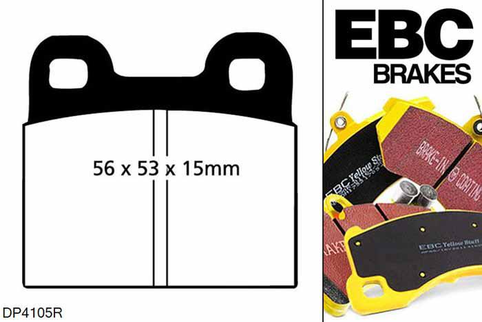 DP4105R, BMW 5 Series (E12), 525 i (2.5) 5 Series (E12), EBC Yellowstuff remblokken set achteras Voor modellen met ATE remklauwen aan de achteras, Voor modellen met remschijf diameter van 272mm aan de achteras