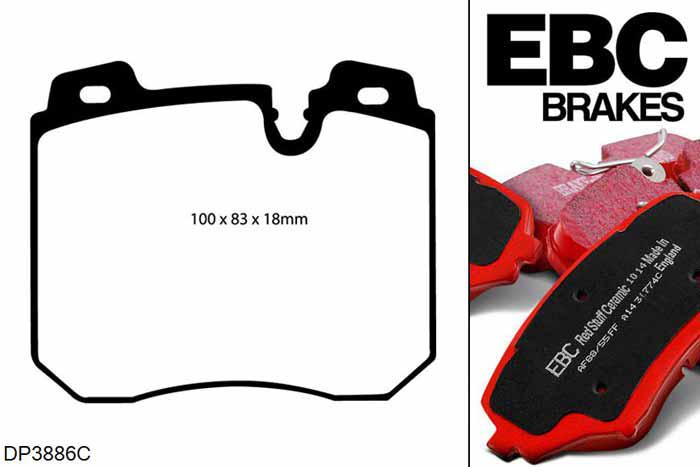 DP3886C, BMW 7 Series (E32), 750 (5.0) 1991-1994, EBC Redstuff remblokken set vooras, Voor modellen met ATE remklauwen aan de vooras, Voor modellen met een remschijf diameter 324mm