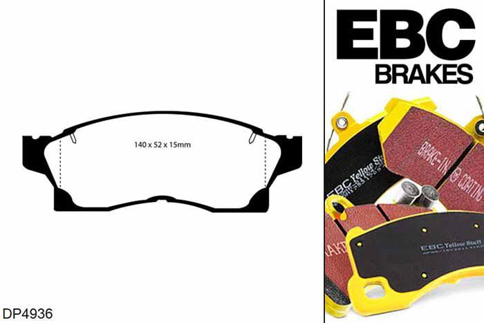 DP4936R, Toyota MR2 Mk2, 2.0 (SW20) (-61690) 1990-1992, EBC Yellowstuff remblokken set vooras, Voor modellen met een remschijf diameter 258mm