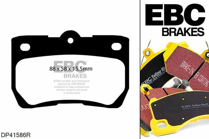 DP41586R, Lexus IS220D, 2.2 TD IS220D, EBC Yellowstuff remblokken set achteras, Voor modellen met remschijf diameter van 310mm aan de achteras