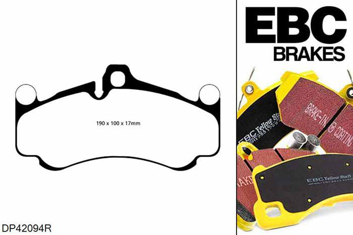 DP42094R, Porsche 911 (997) (Cast Iron Disc Only), 3.8 GT3 RS 450 PK 2009-2012, EBC Yellowstuff remblokken set vooras, Voor modellen met Brembo remklauwen aan de vooras, Voor modellen met een remschijf diameter 380mm