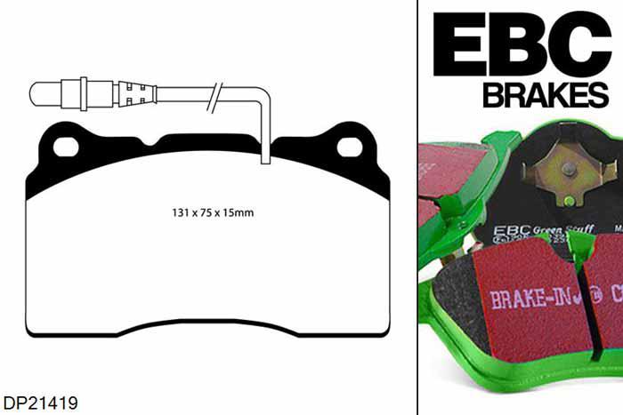 DP21419, Peugeot 607, 3.0 2000-2004, EBC Greenstuff remblokken set vooras, Voor modellen met Brembo remklauwen aan de vooras, Voor modellen met een remschijf diameter 309mm