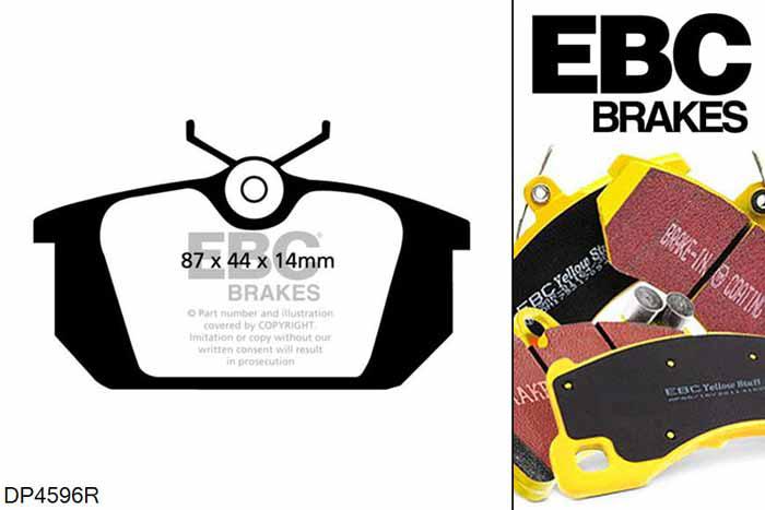 DP4596R, Fiat Coupe, 2.0 16v 139 PK Coupe, EBC Yellowstuff remblokken set achteras Voor modellen met Girling/TRW remklauwen aan de achteras, Voor modellen met remschijf diameter van 240mm aan de achteras