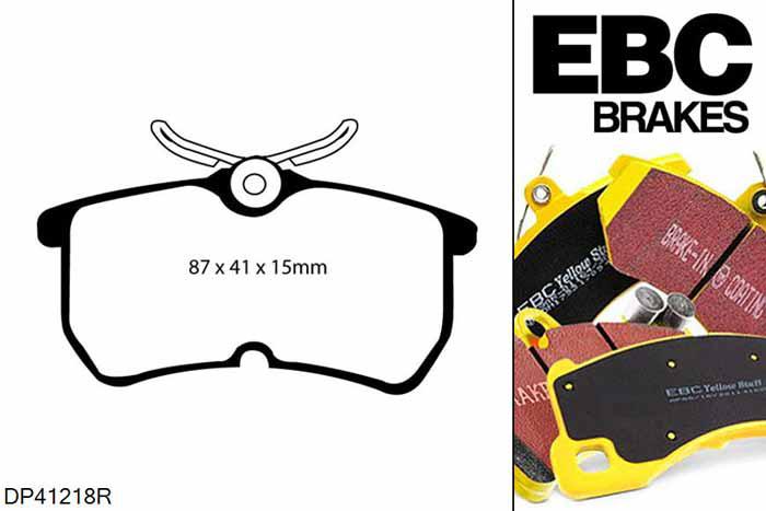 DP41218R, Ford Focus Mk1, 2.0 Turbo RS 215 PK Focus Mk1, EBC Yellowstuff remblokken set achteras Voor modellen met Girling/TRW remklauwen aan de achteras, Voor modellen met remschijf diameter van 280mm aan de achteras