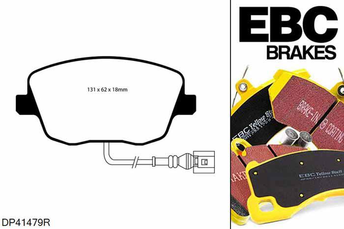 DP41479R, Seat Ibiza (6L), 1.9 TDI FR 130 PK 2004-2008, EBC Yellowstuff remblokken set vooras, Voor modellen met TRW remklauwen aan de vooras, Voor modellen met een remschijf diameter 288mm