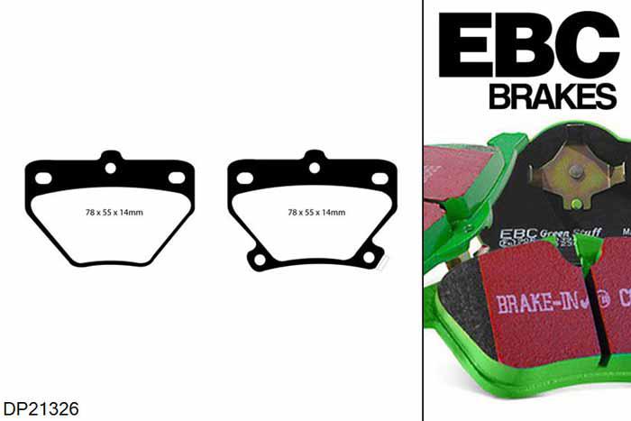 DP21326, Toyota Prius, 1.5 hybrid (NHW20) 2003-2004, EBC Greenstuff remblokken set achteras, Voor modellen met Sumitomo remklauwen aan de achteras, Voor modellen met remschijf diameter van 269mm aan de achteras
