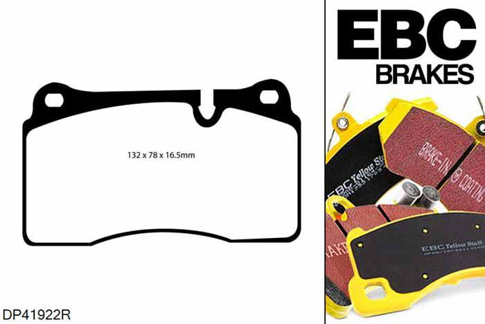DP41922R, Landrover Range Rover (L322), 3.6 TD 2007-2009, EBC Yellowstuff remblokken set vooras, Voor modellen met Brembo remklauwen aan de vooras, Voor modellen met een remschijf diameter 360mm