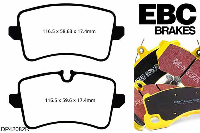 DP42082R, Audi A6 quattro (C7/4G), 3.0 Twin TDI 313 PK A6 quattro (C7/4G), EBC Yellowstuff remblokken set achteras Voor modellen met TRW remklauwen aan de achteras, Voor modellen met remschijf diameter van 330mm aan de achteras