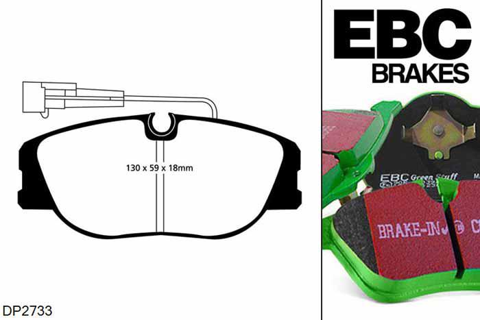 DP2733, Fiat Coupe, 2.0 16v 139 PK 1995-1996, EBC Greenstuff remblokken set vooras, Voor modellen met Girling/TRW remklauwen aan de vooras, Voor modellen met een remschijf diameter 284mm