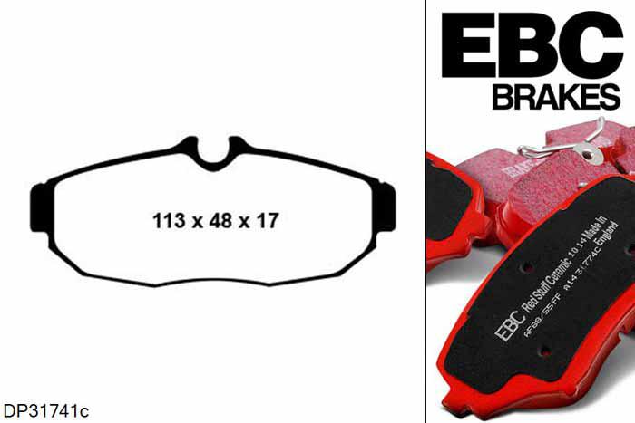 DP31741C, Ford Mustang (5th Generation), 4.0 2005-2010, EBC Redstuff remblokken set achteras, Voor modellen met remschijf diameter van 300mm aan de achteras