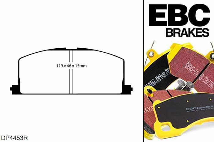 DP4453R, Toyota MR2 Mk1, 1.6 (AW11) 1984-1990, EBC Yellowstuff remblokken set vooras, Voor modellen met Akebono remklauwen aan de vooras, Voor modellen met een remschijf diameter 258mm