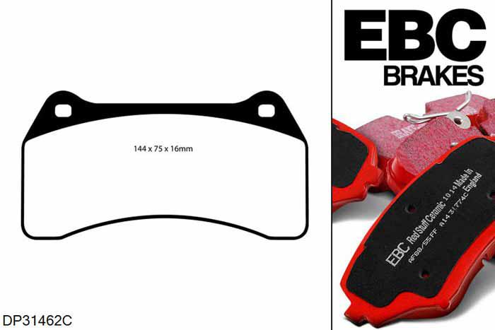 DP31462C, Jaguar S-Type, 4.2 R Supercharged 390 PK 2002-2006, EBC Redstuff remblokken set vooras, Voor modellen met Brembo remklauwen aan de vooras, Voor modellen met een remschijf diameter 365mm
