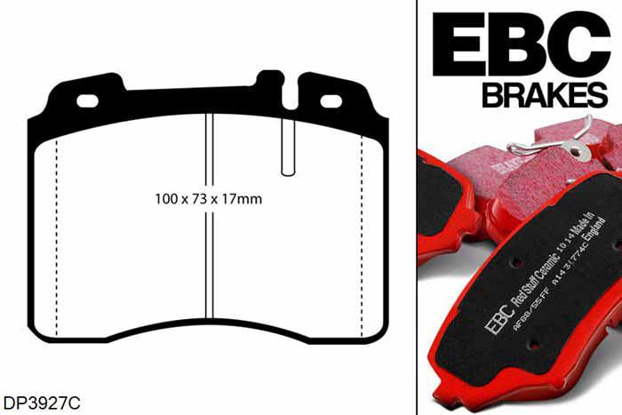 DP3927C, Mercedes 190 (W201), 2.5 16v Evolution 1989-1993, EBC Redstuff remblokken set vooras, Voor modellen met ATE remklauwen aan de vooras, Voor modellen met een remschijf diameter 300mm