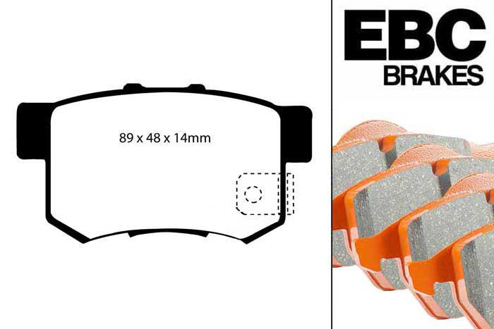 DP91193, MG ZR, 1.8 160 PK 2001-2005, EBC Orangestuff remblokken set achteras, Voor modellen met Akebono remklauwen aan de achteras, Voor modellen met remschijf diameter van 260mm aan de achteras