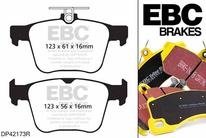 DP42173R, Audi TT (8S), 2.0 Turbo 230 PK TT (8S), EBC Yellowstuff remblokken set achteras Voor modellen met ATE remklauwen aan de achteras, Voor modellen met remschijf diameter van 310mm aan de achteras